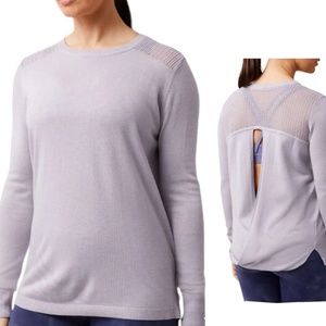 Lululemon Women’s Sweater Back To Balance Iced Iris Lilac Open Back Size 6